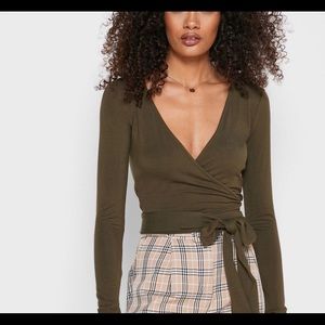 Olive green wrap top